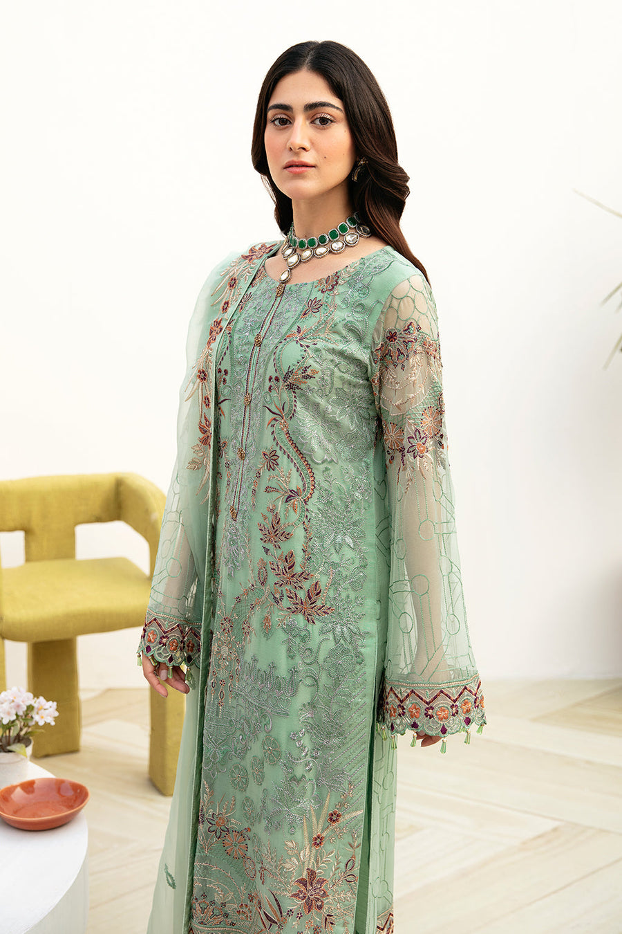 Ramsha Chevron Vol-08 Embroidered Chiffon Unstitched 3Pc Suit A-804