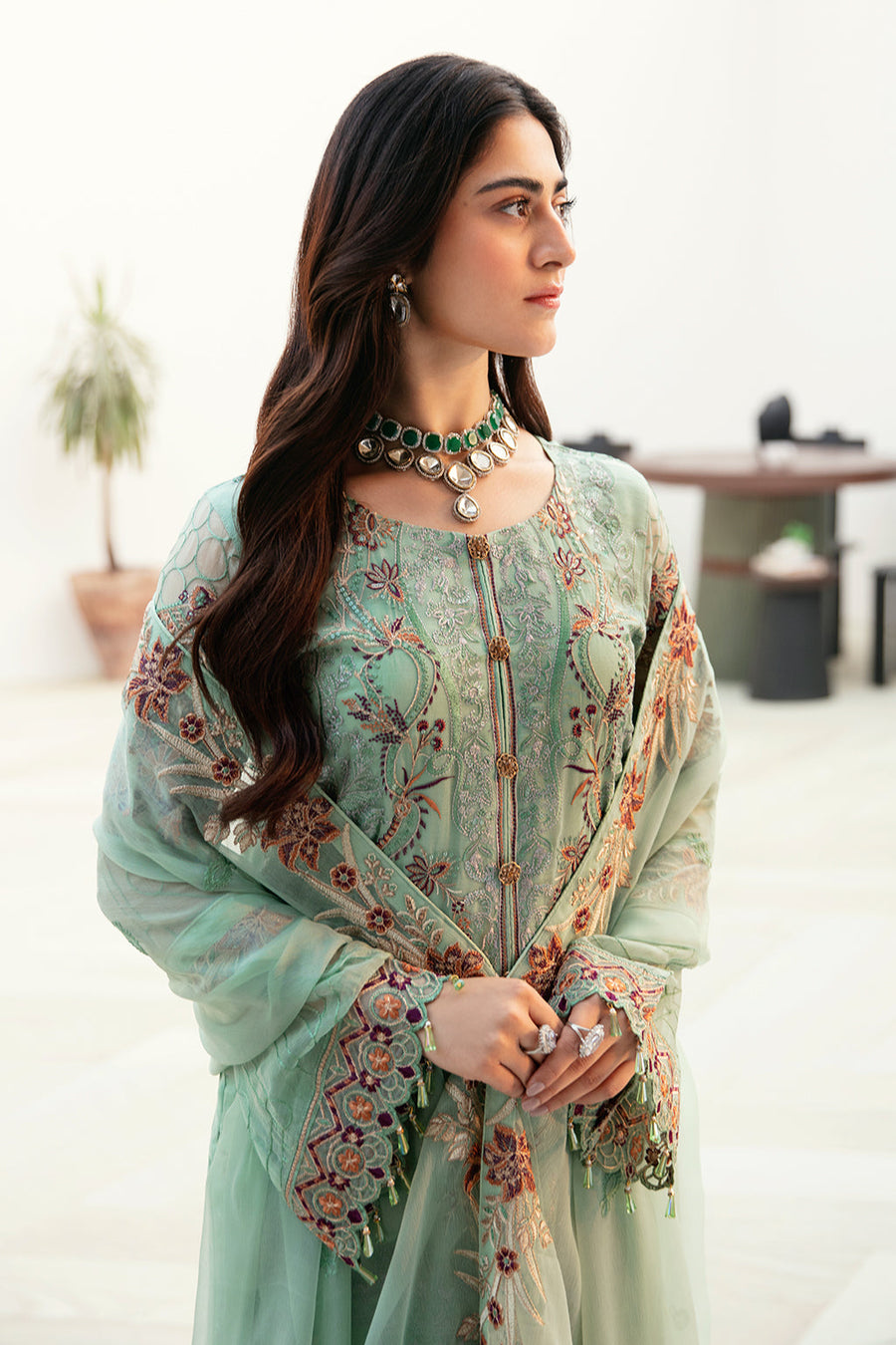 Ramsha Chevron Vol-08 Embroidered Chiffon Unstitched 3Pc Suit A-804