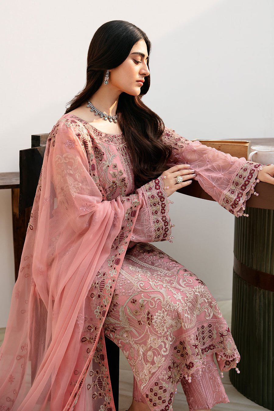 Ramsha Chevron Vol-08 Embroidered Chiffon Unstitched 3Pc Suit A-805