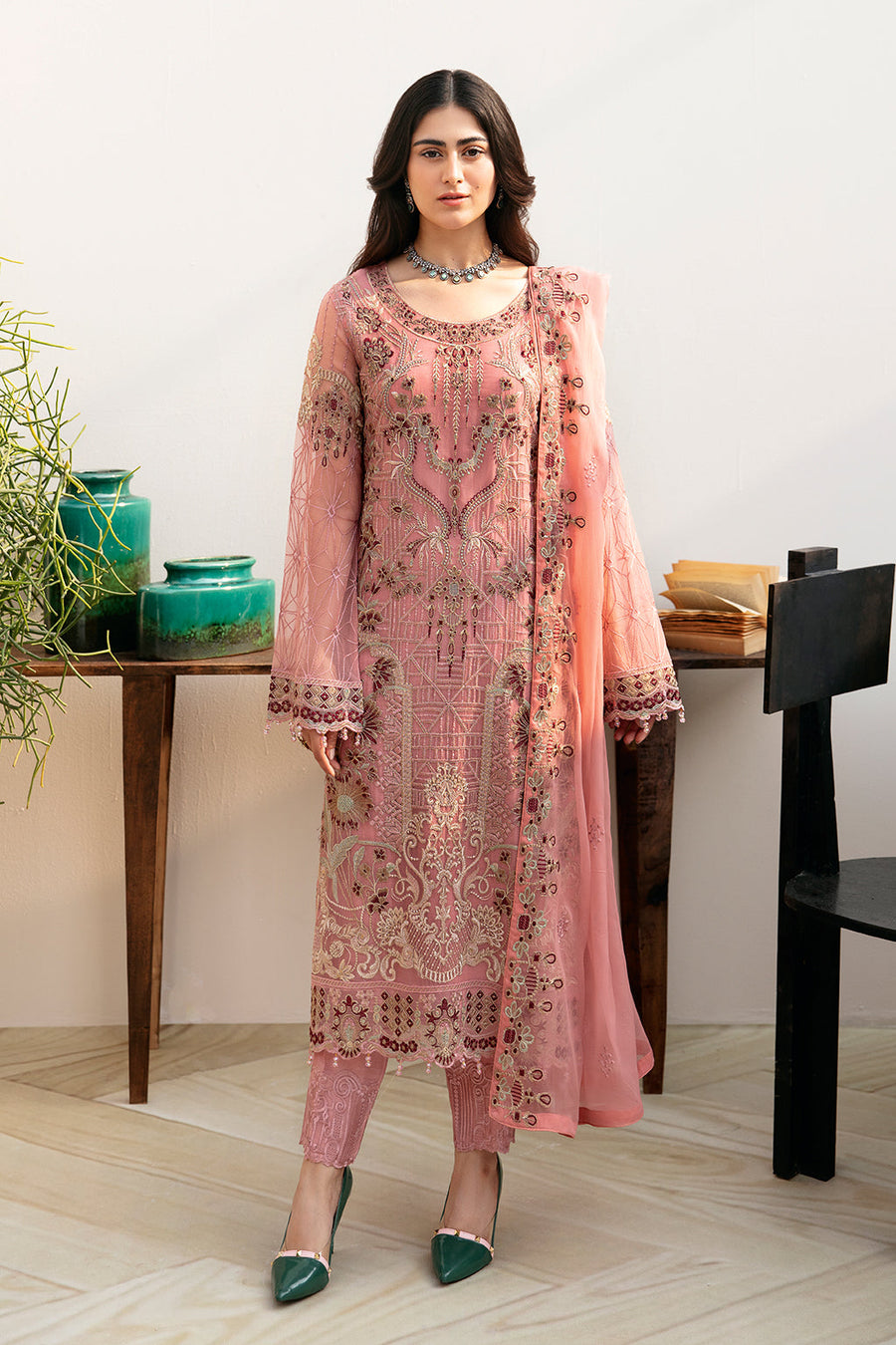 Ramsha Chevron Vol-08 Embroidered Chiffon Unstitched 3Pc Suit A-805
