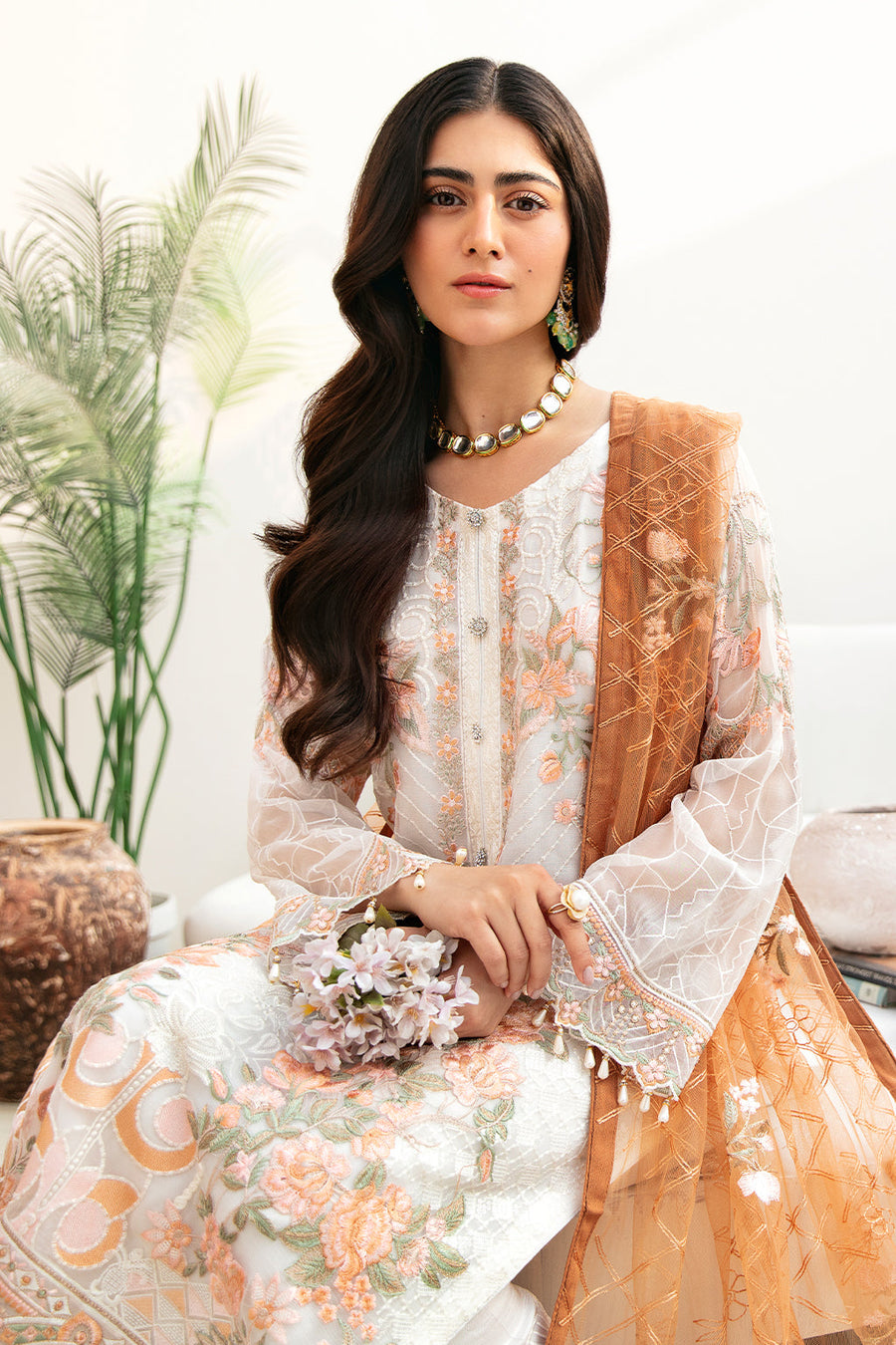 Ramsha Chevron Vol-08 Embroidered Chiffon Unstitched 3Pc Suit A-808