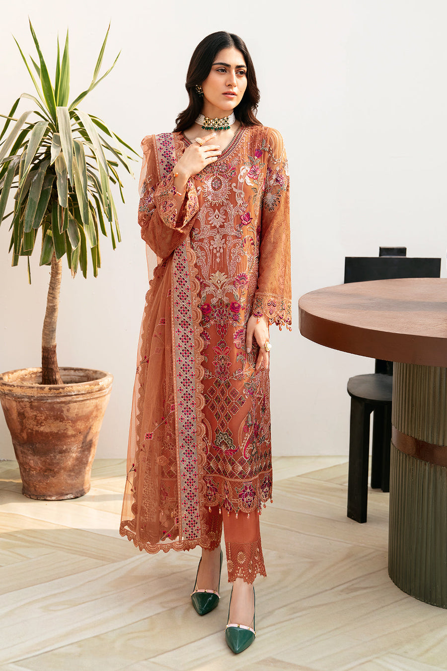 Ramsha Chevron Vol-08 Embroidered Chiffon Unstitched 3Pc Suit A-810