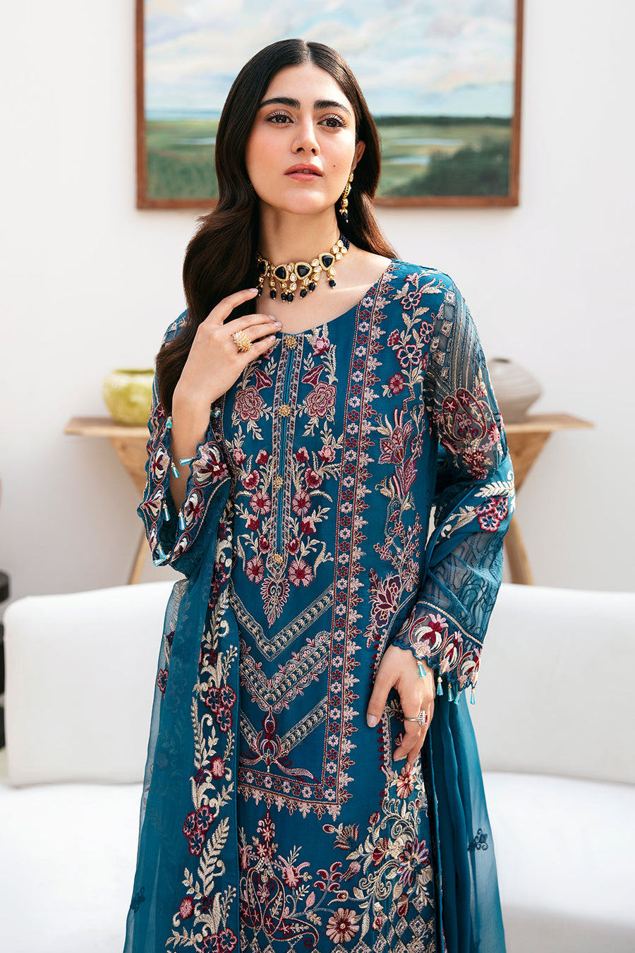 Ramsha Chevron Vol-08 Embroidered Chiffon Unstitched 3Pc Suit A-811