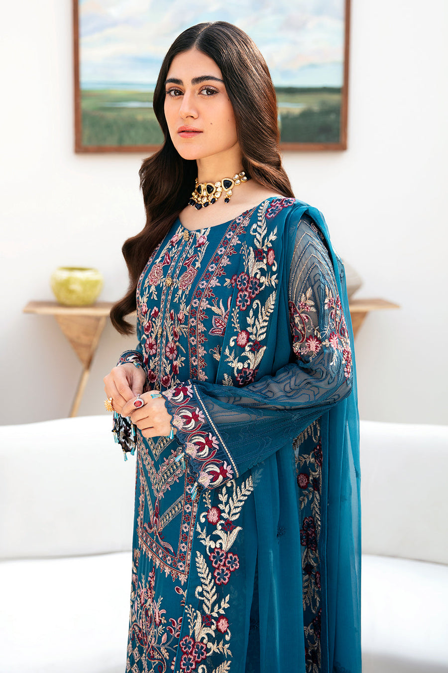 Ramsha Chevron Vol-08 Embroidered Chiffon Unstitched 3Pc Suit A-811