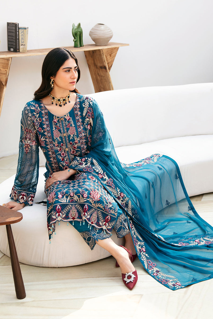 Ramsha Chevron Vol-08 Embroidered Chiffon Unstitched 3Pc Suit A-811