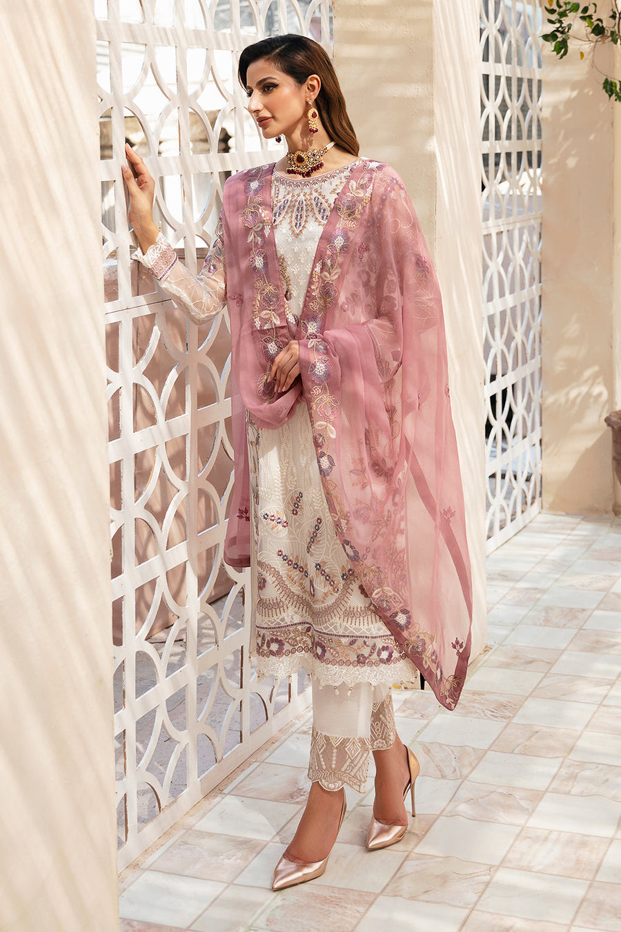 Ramsha Chevron Vol-09 Embroidered Chiffon Unstitched 3Pc Suit A-902