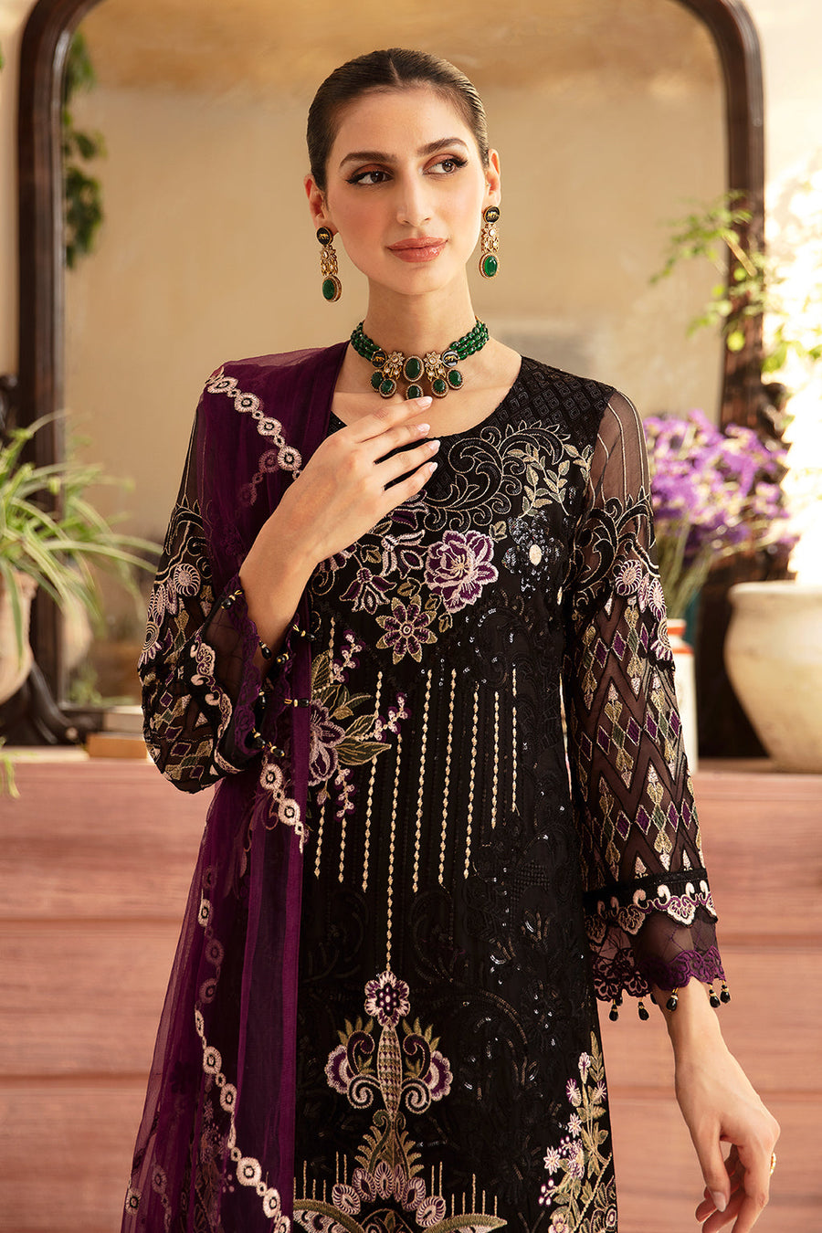 Ramsha Chevron Vol-09 Embroidered Chiffon Unstitched 3Pc Suit A-905