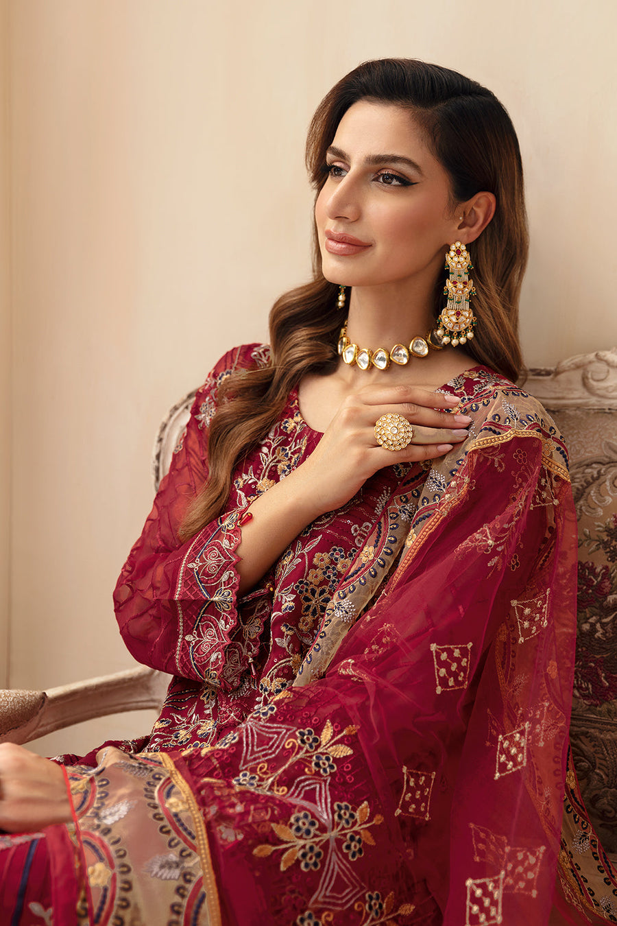 Ramsha Chevron Vol-09 Embroidered Chiffon Unstitched 3Pc Suit A-907