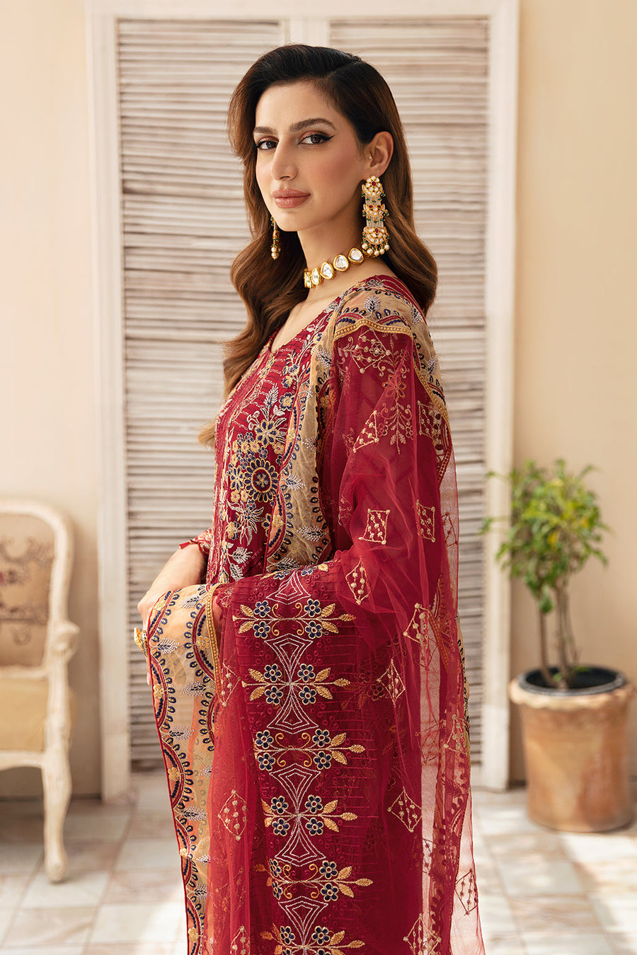 Ramsha Chevron Vol-09 Embroidered Chiffon Unstitched 3Pc Suit A-907