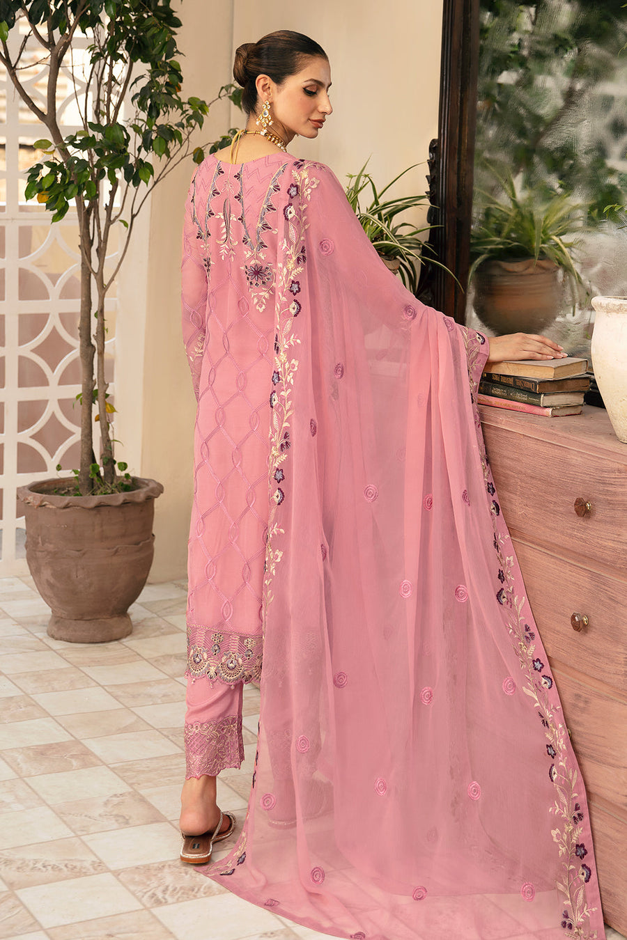 Ramsha Chevron Vol-09 Embroidered Chiffon Unstitched 3Pc Suit A-909