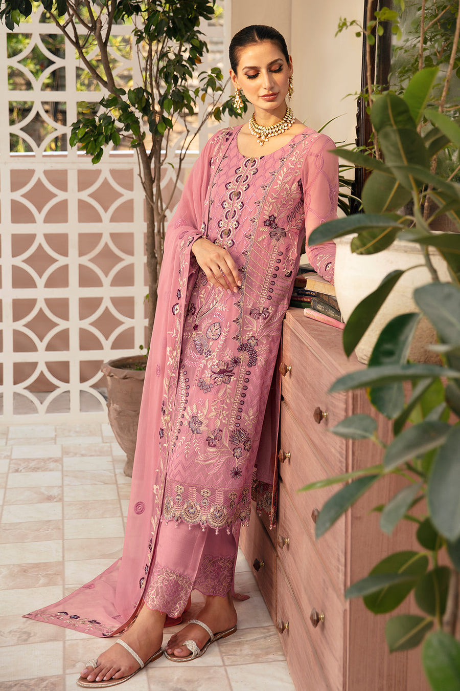 Ramsha Chevron Vol-09 Embroidered Chiffon Unstitched 3Pc Suit A-909