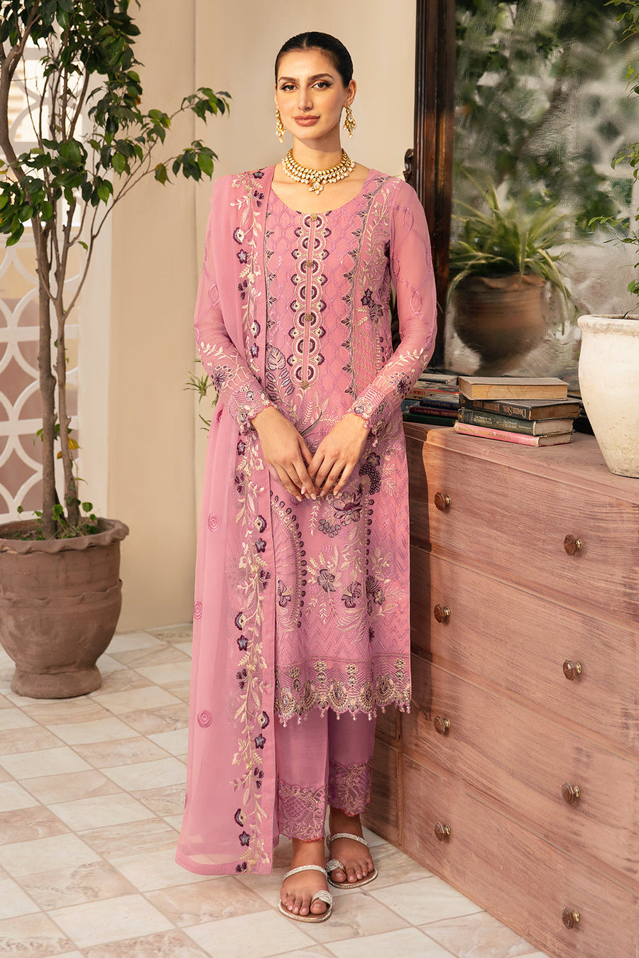 Ramsha Chevron Vol-09 Embroidered Chiffon Unstitched 3Pc Suit A-909