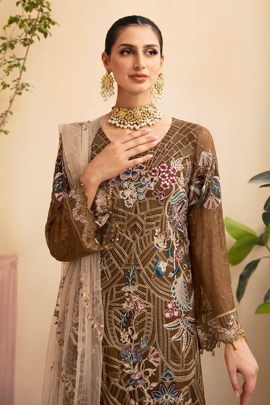 Ramsha Chevron Vol-09 Embroidered Chiffon Unstitched 3Pc Suit A-910
