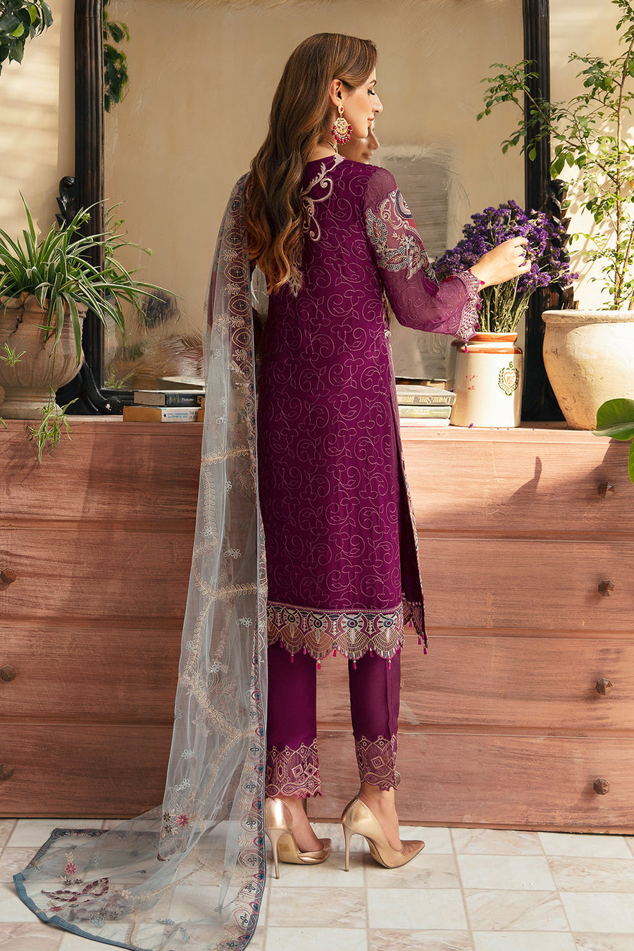 Ramsha Chevron Vol-09 Embroidered Chiffon Unstitched 3Pc Suit A-911