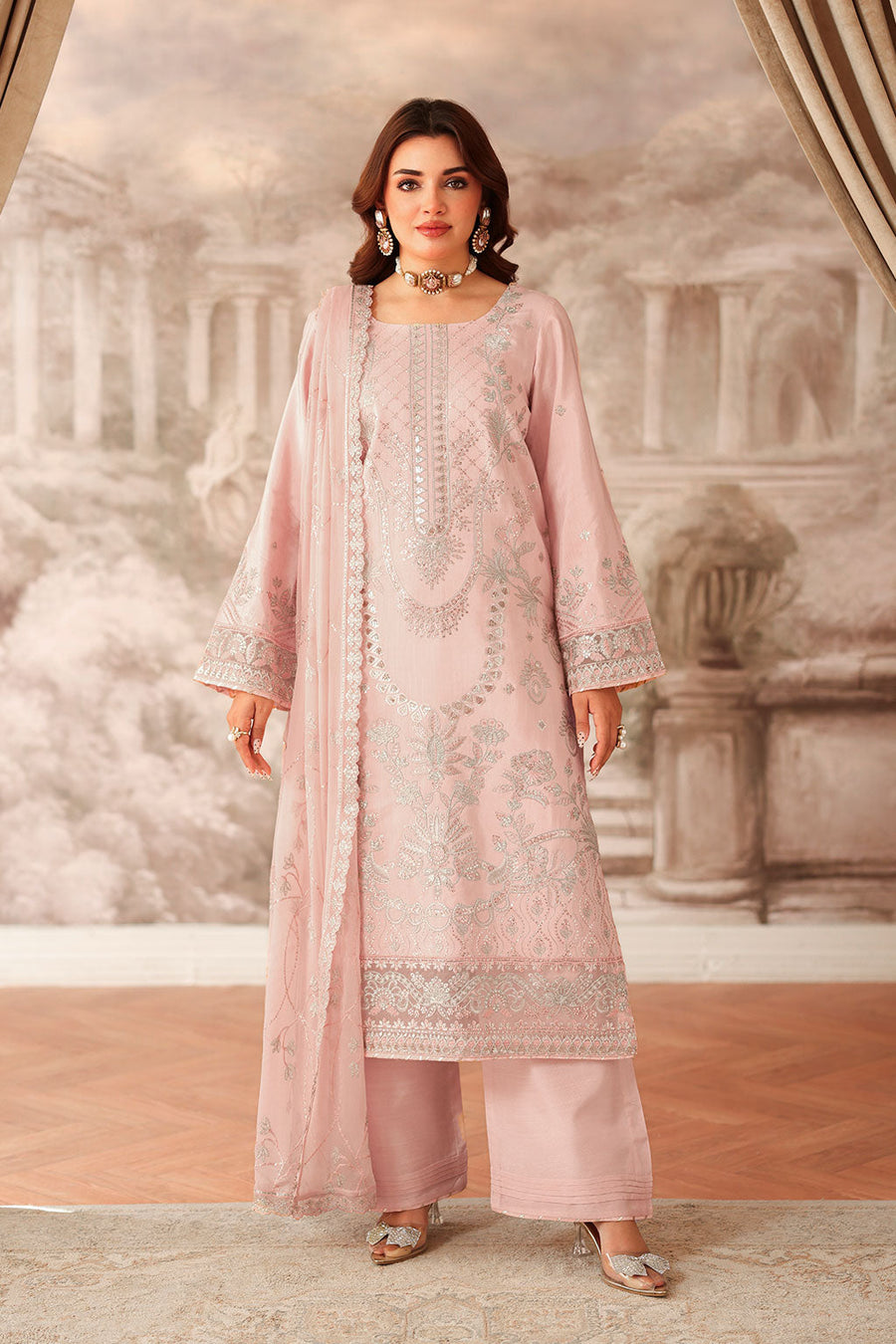 Ramsha Aangan Vol-02 Embroidered Raw Silk Unstitched 3Pc Suit AA-202