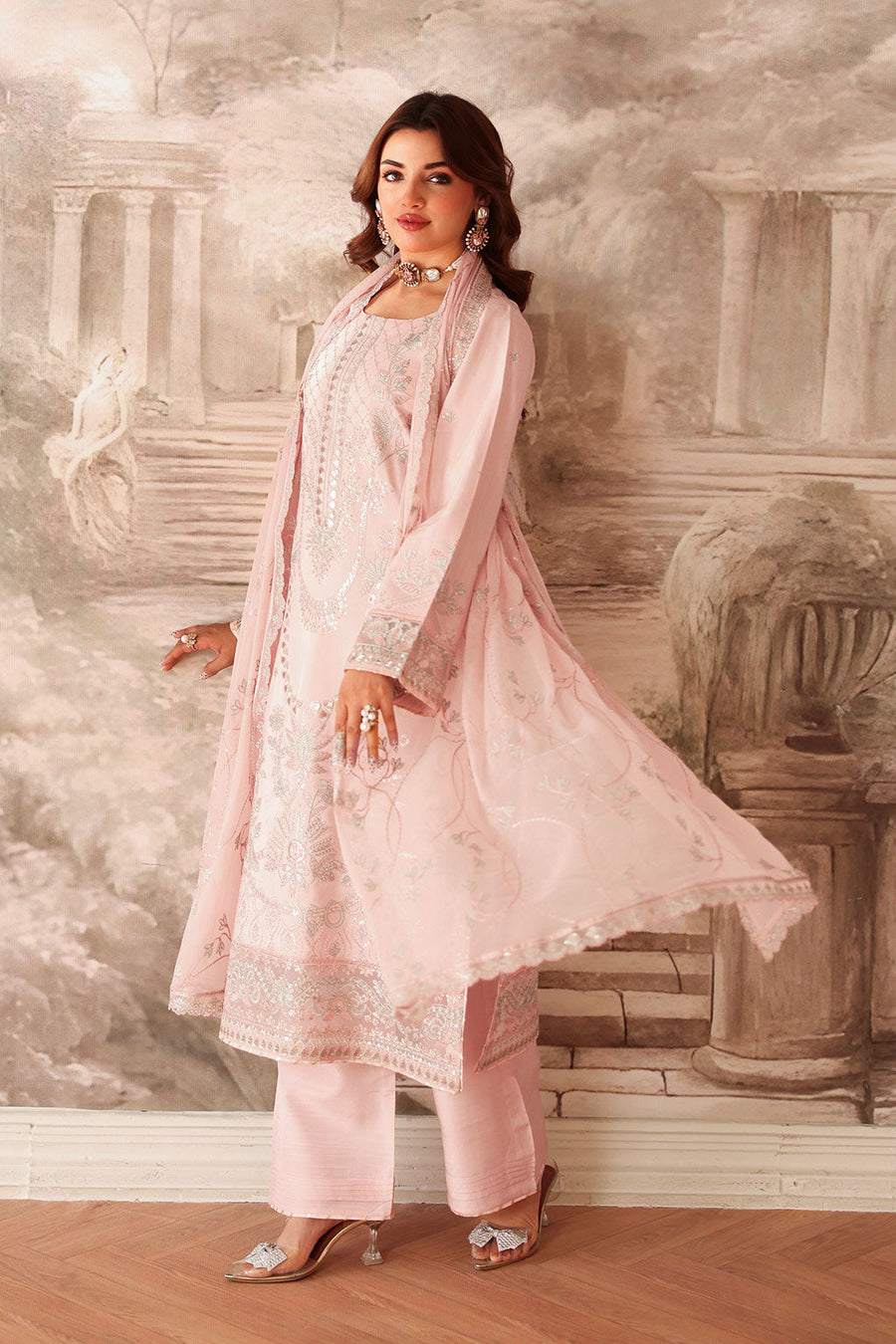 Ramsha Aangan Vol-02 Embroidered Raw Silk Unstitched 3Pc Suit AA-202