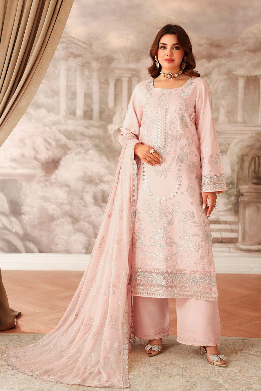 Ramsha Aangan Vol-02 Embroidered Raw Silk Unstitched 3Pc Suit AA-202