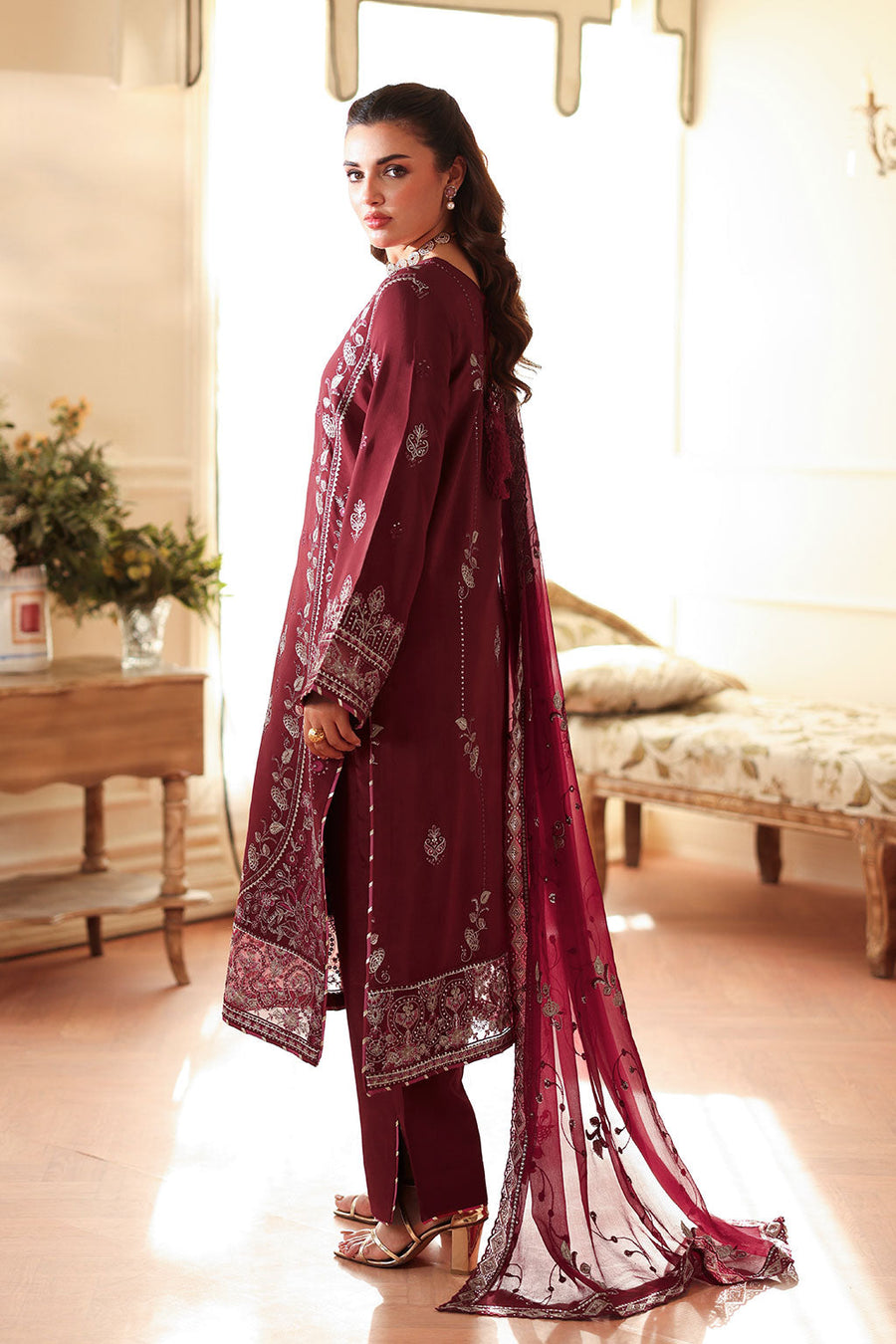 Ramsha Aangan Vol-02 Embroidered Raw Silk Unstitched 3Pc Suit AA-203