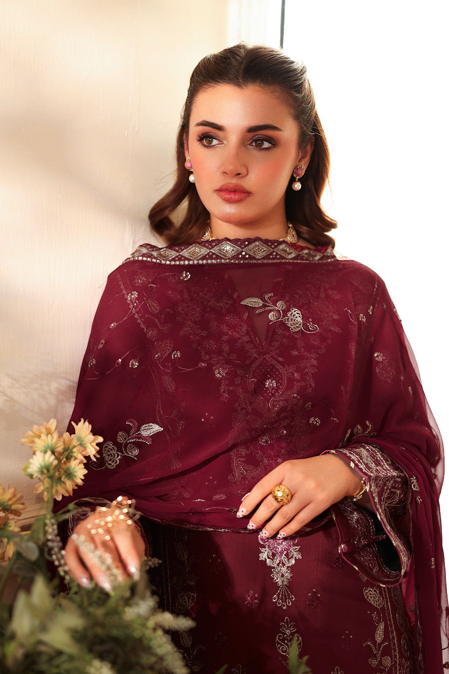 Ramsha Aangan Vol-02 Embroidered Raw Silk Unstitched 3Pc Suit AA-203