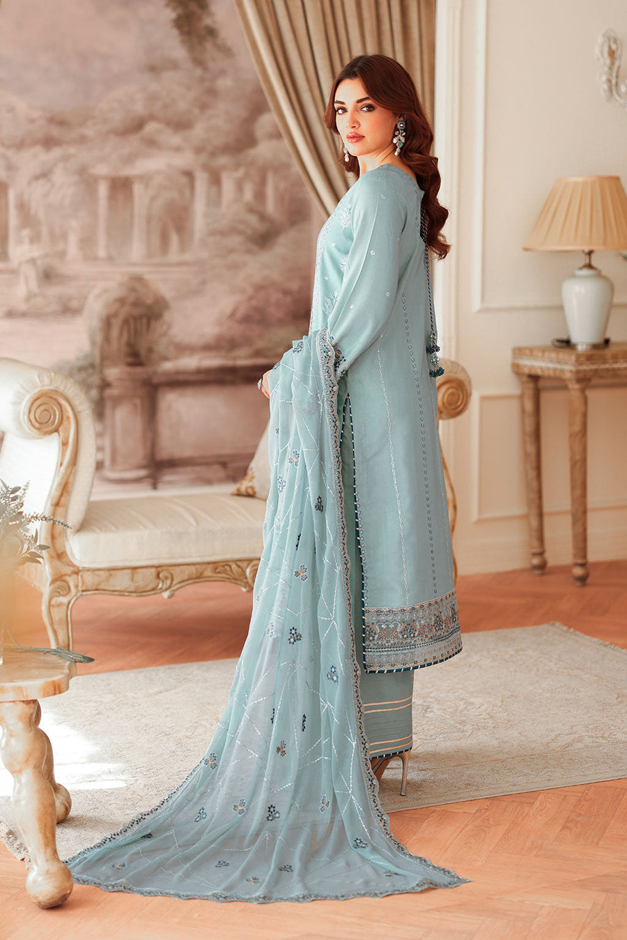 Ramsha Aangan Vol-02 Embroidered Raw Silk Unstitched 3Pc Suit AA-204