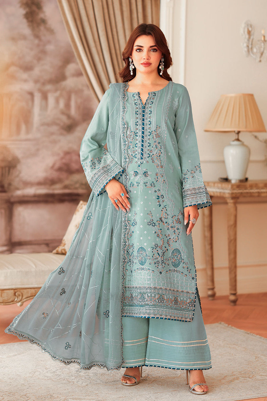 Ramsha Aangan Vol-02 Embroidered Raw Silk Unstitched 3Pc Suit AA-204