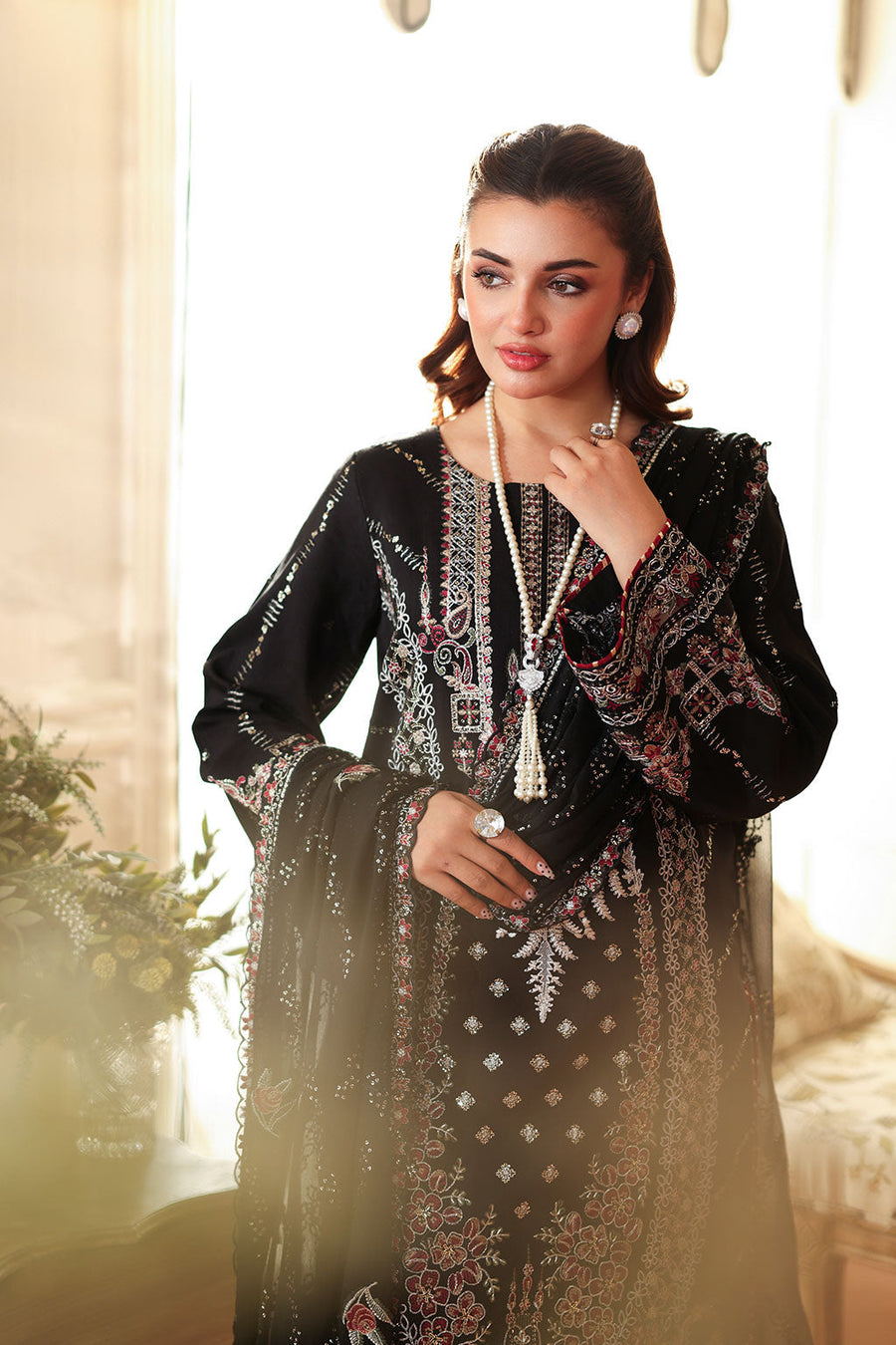 Ramsha Aangan Vol-02 Embroidered Raw Silk Unstitched 3Pc Suit AA-206