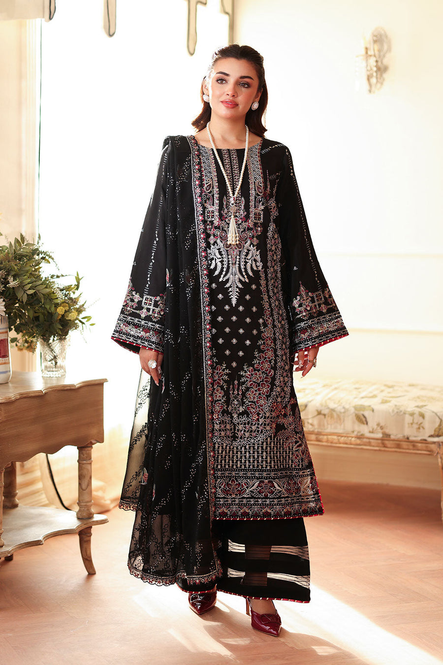 Ramsha Aangan Vol-02 Embroidered Raw Silk Unstitched 3Pc Suit AA-206