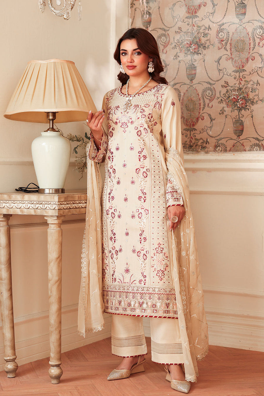 Ramsha Aangan Vol-02 Embroidered Raw Silk Unstitched 3Pc Suit AA-207