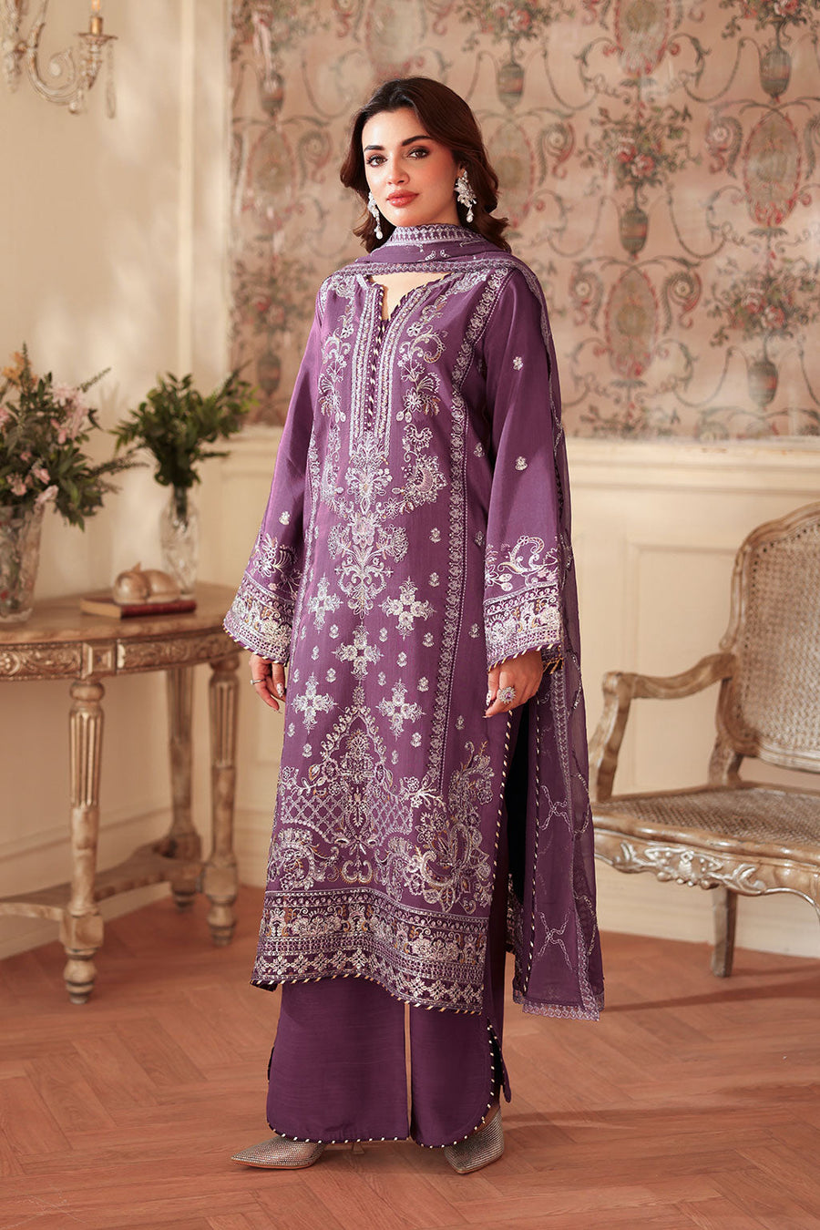 Ramsha Aangan Vol-02 Embroidered Raw Silk Unstitched 3Pc Suit AA-208