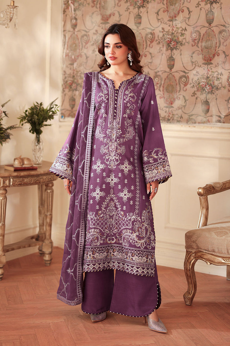 Ramsha Aangan Vol-02 Embroidered Raw Silk Unstitched 3Pc Suit AA-208