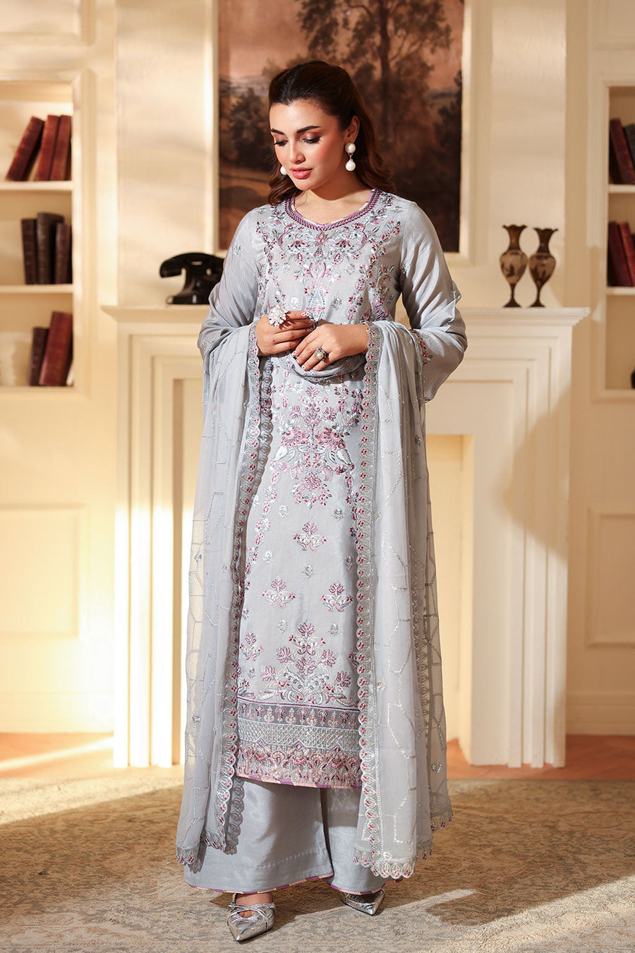 Ramsha Aangan Vol-02 Embroidered Raw Silk Unstitched 3Pc Suit AA-209