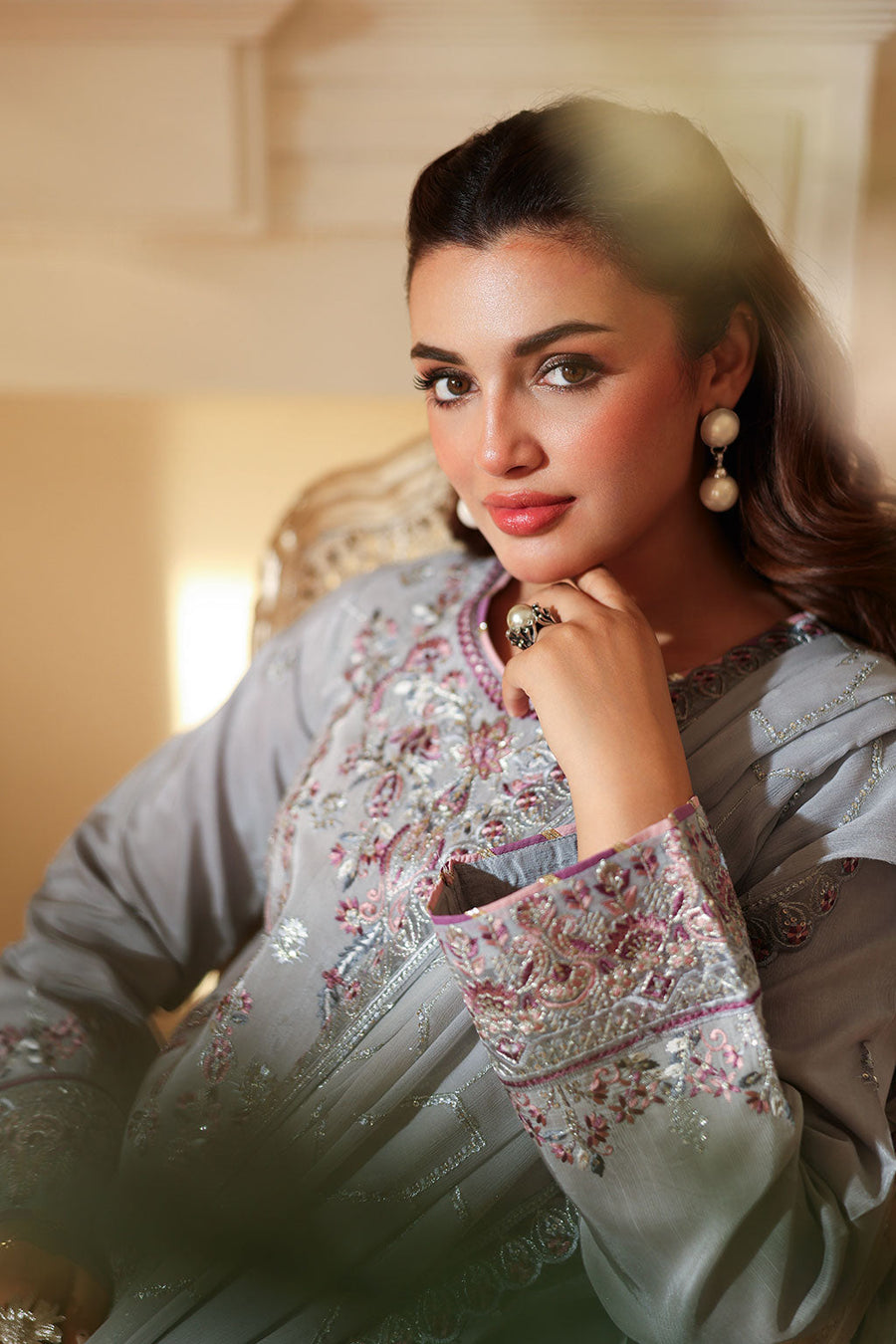 Ramsha Aangan Vol-02 Embroidered Raw Silk Unstitched 3Pc Suit AA-209