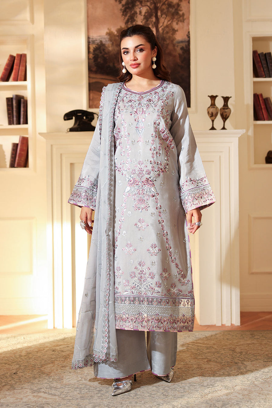 Ramsha Aangan Vol-02 Embroidered Raw Silk Unstitched 3Pc Suit AA-209