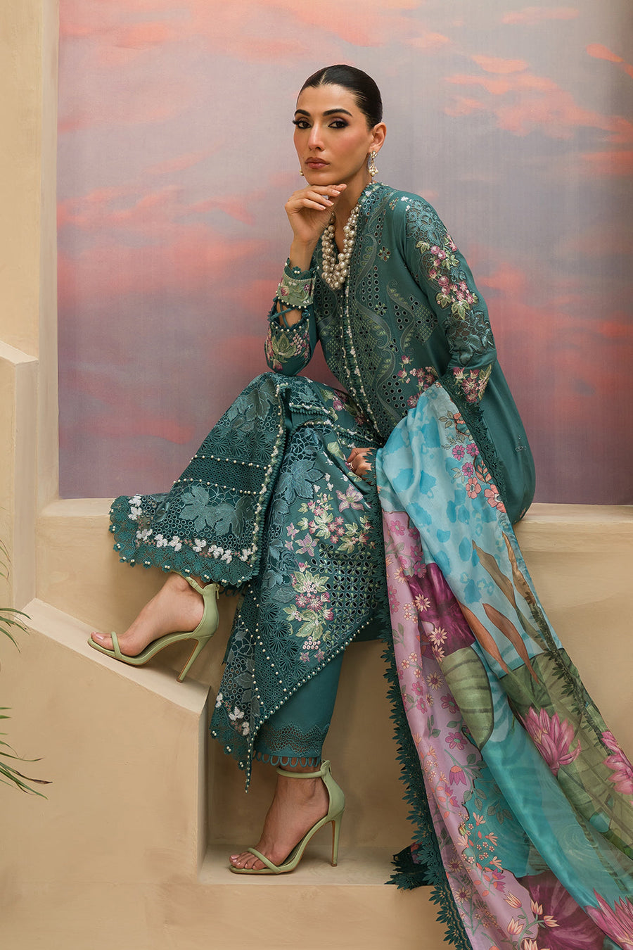 Afrozeh The Painted Garden Unstitched Lawn 3Pc Suit AEF-24-V1-01