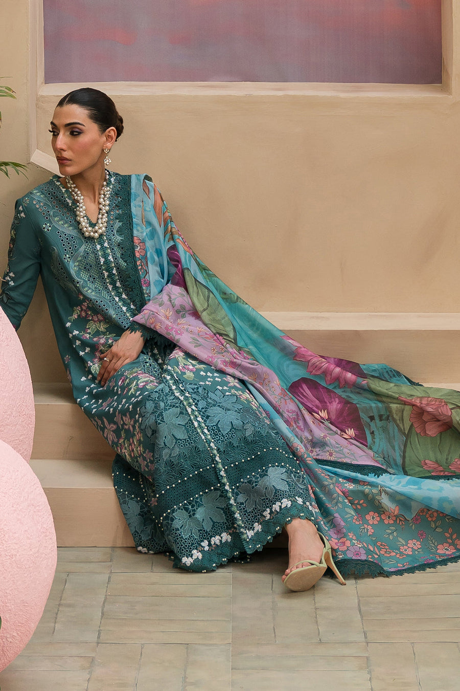 Afrozeh The Painted Garden Unstitched Lawn 3Pc Suit AEF-24-V1-01