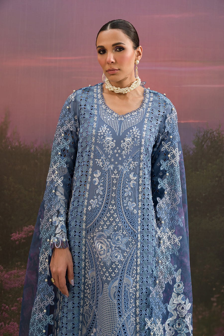Afrozeh The Painted Garden Unstitched Lawn 3Pc Suit AEF-24-V1-07