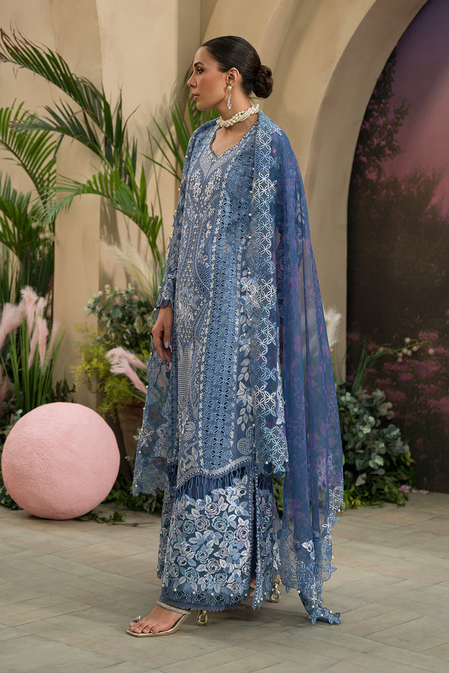 Afrozeh The Painted Garden Unstitched Lawn 3Pc Suit AEF-24-V1-07