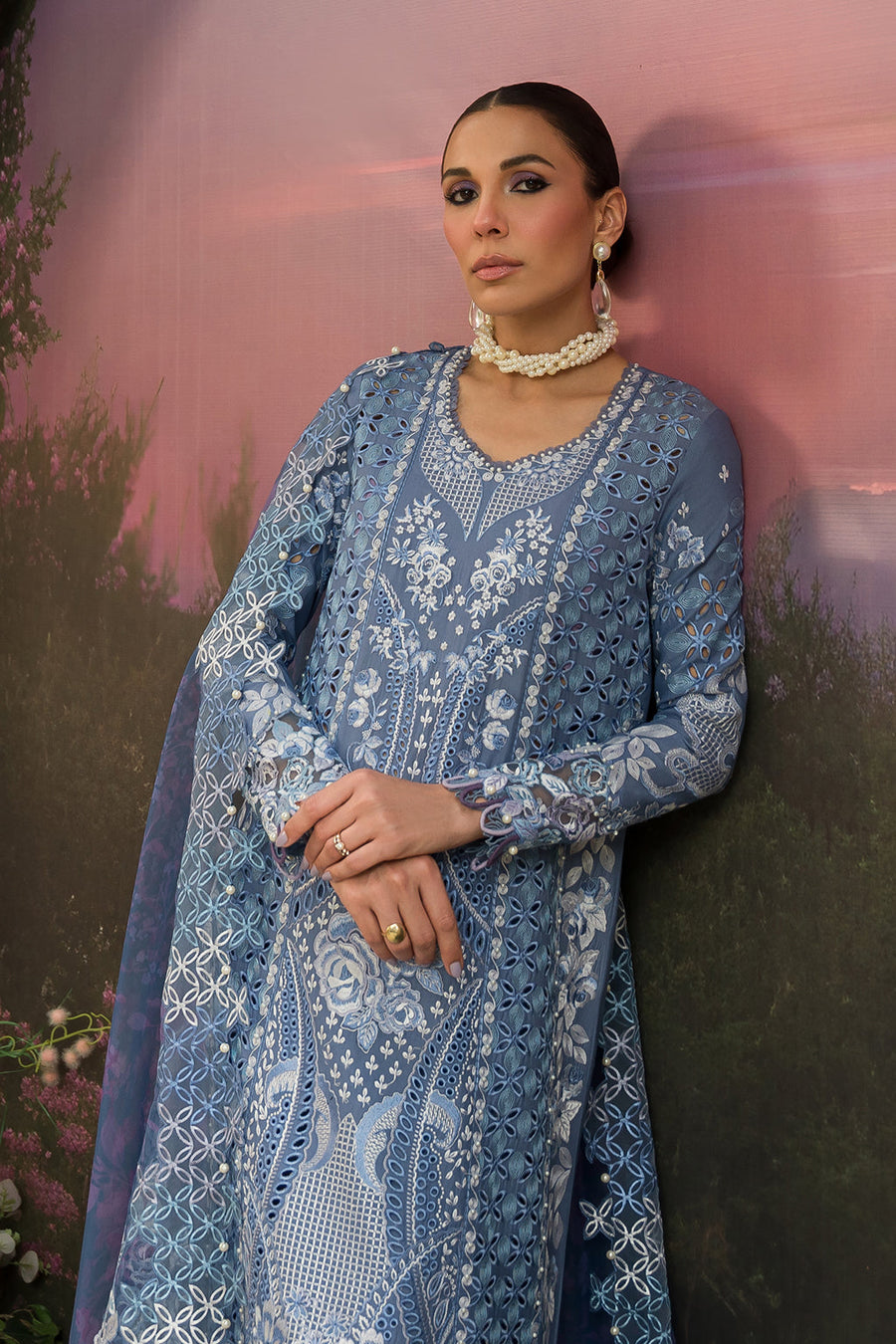 Afrozeh The Painted Garden Unstitched Lawn 3Pc Suit AEF-24-V1-07