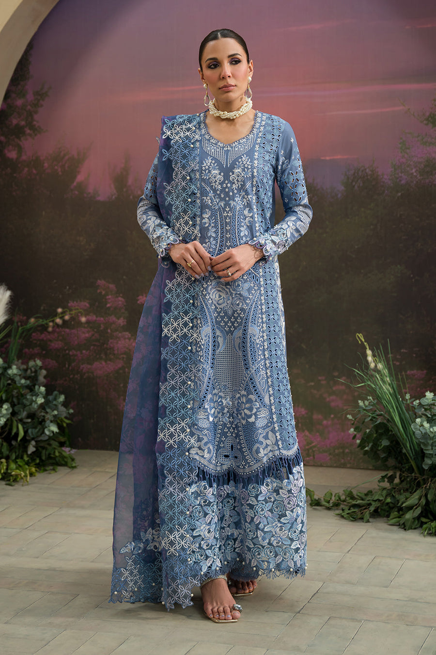 Afrozeh The Painted Garden Unstitched Lawn 3Pc Suit AEF-24-V1-07