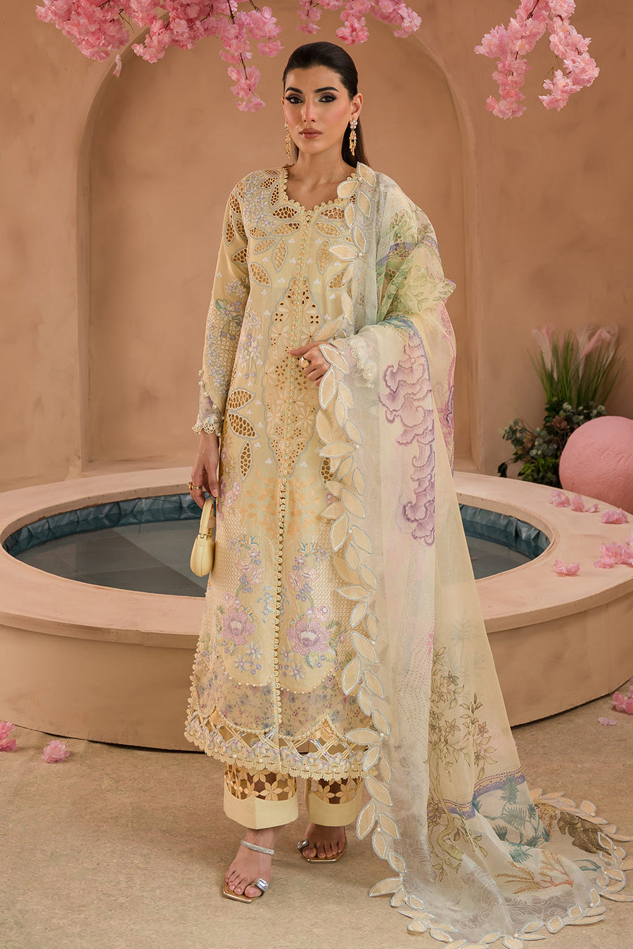 Afrozeh The Painted Garden Unstitched Lawn 3Pc Suit AEF-24-V1-08