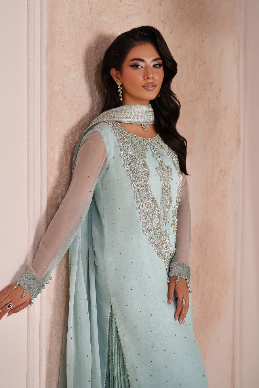 Alizeh Aymal Embroidered Chiffon Unstitched 3Pc Suit AF-BHM-4063-Azure
