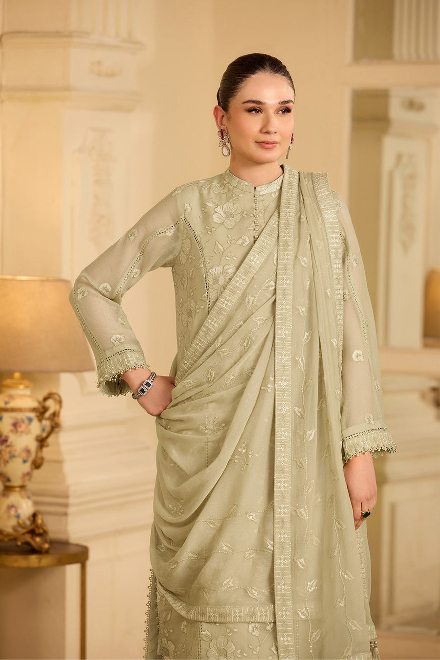 Alizeh Formals Embroidered Chiffon Unstitched 3Pc Suit AF-CH-2250-Spade