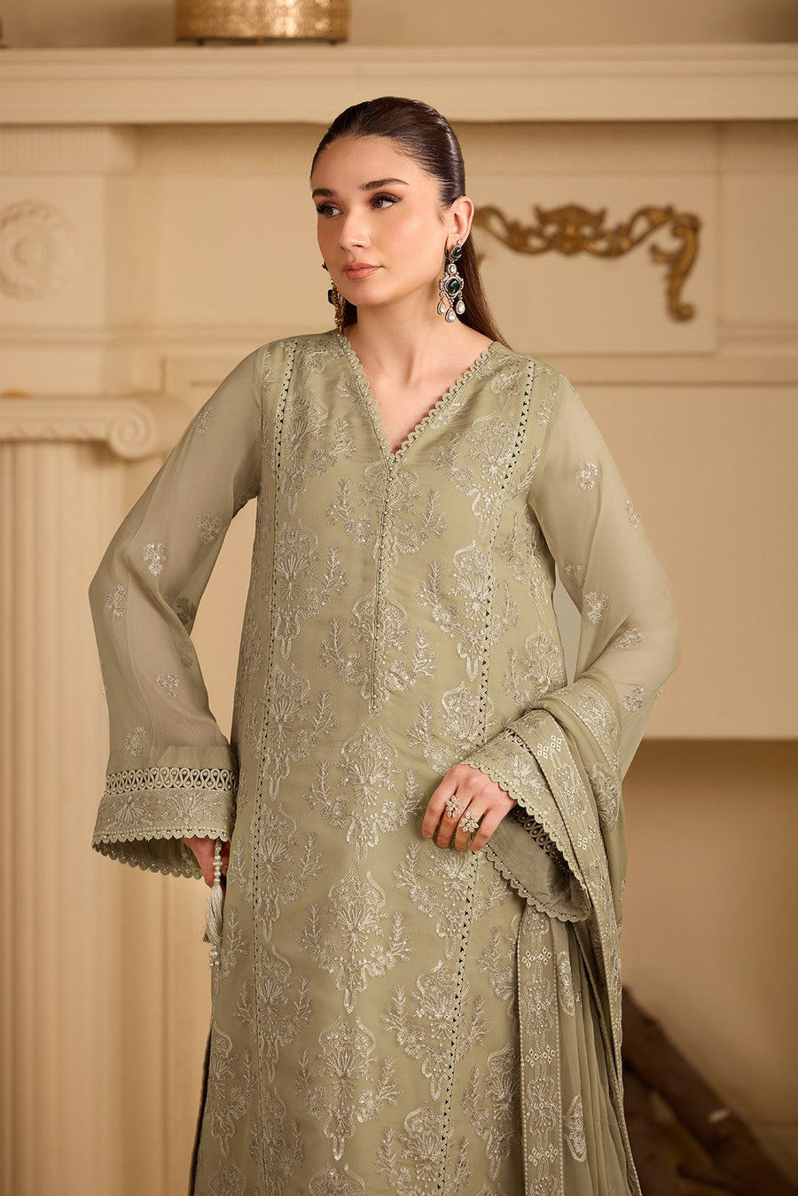 Alizeh Formals Embroidered Chiffon Unstitched 3Pc Suit AF-CH-2254-Tasnim