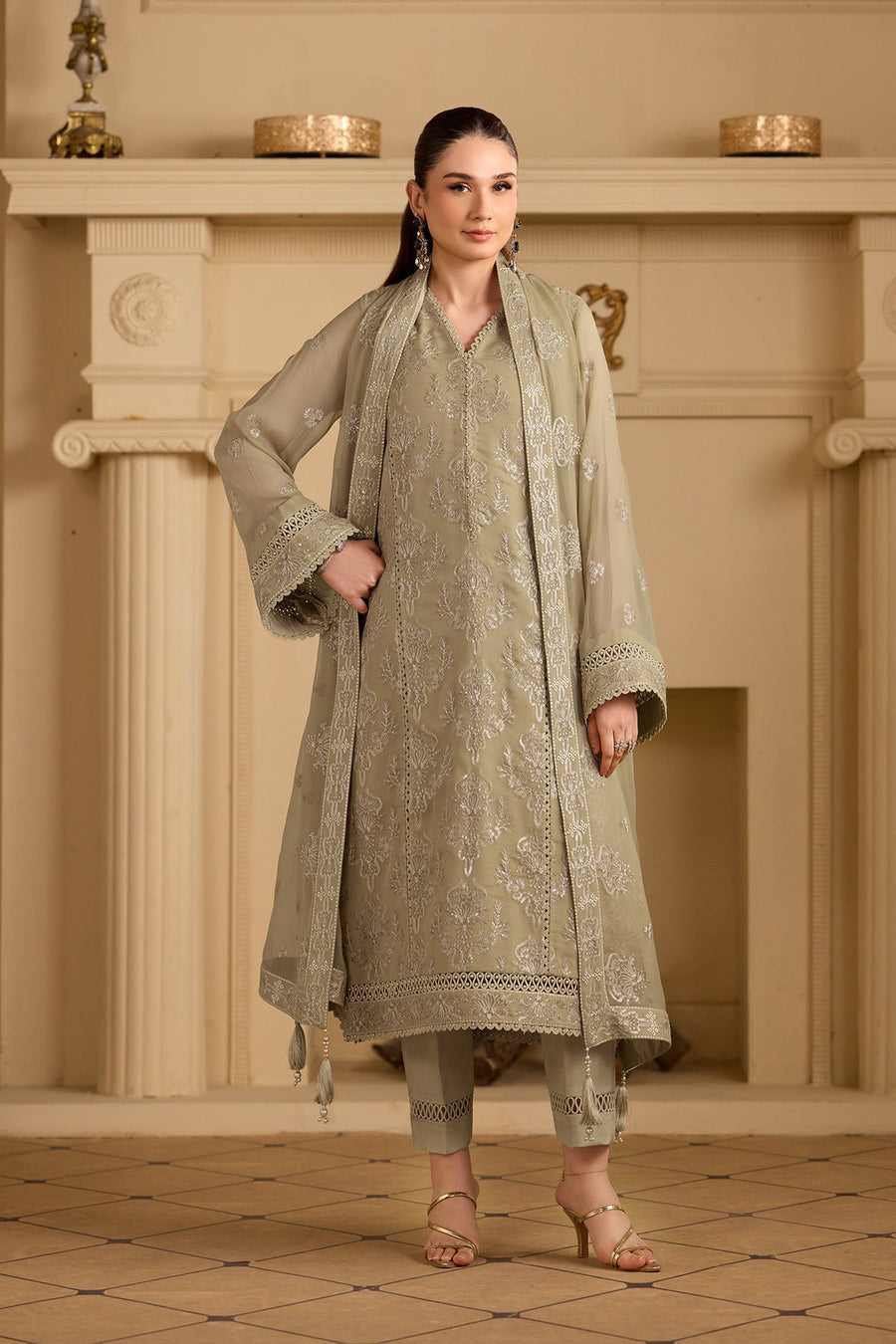 Alizeh Formals Embroidered Chiffon Unstitched 3Pc Suit AF-CH-2254-Tasnim