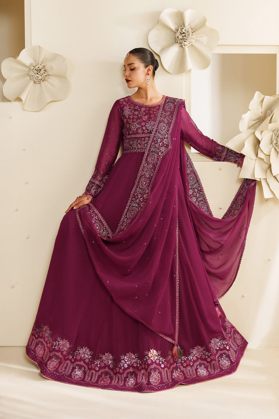 Alizeh Sireine Embroidered Chiffon Unstitched 3Pc Suit AF-CH-2293-Rubyra
