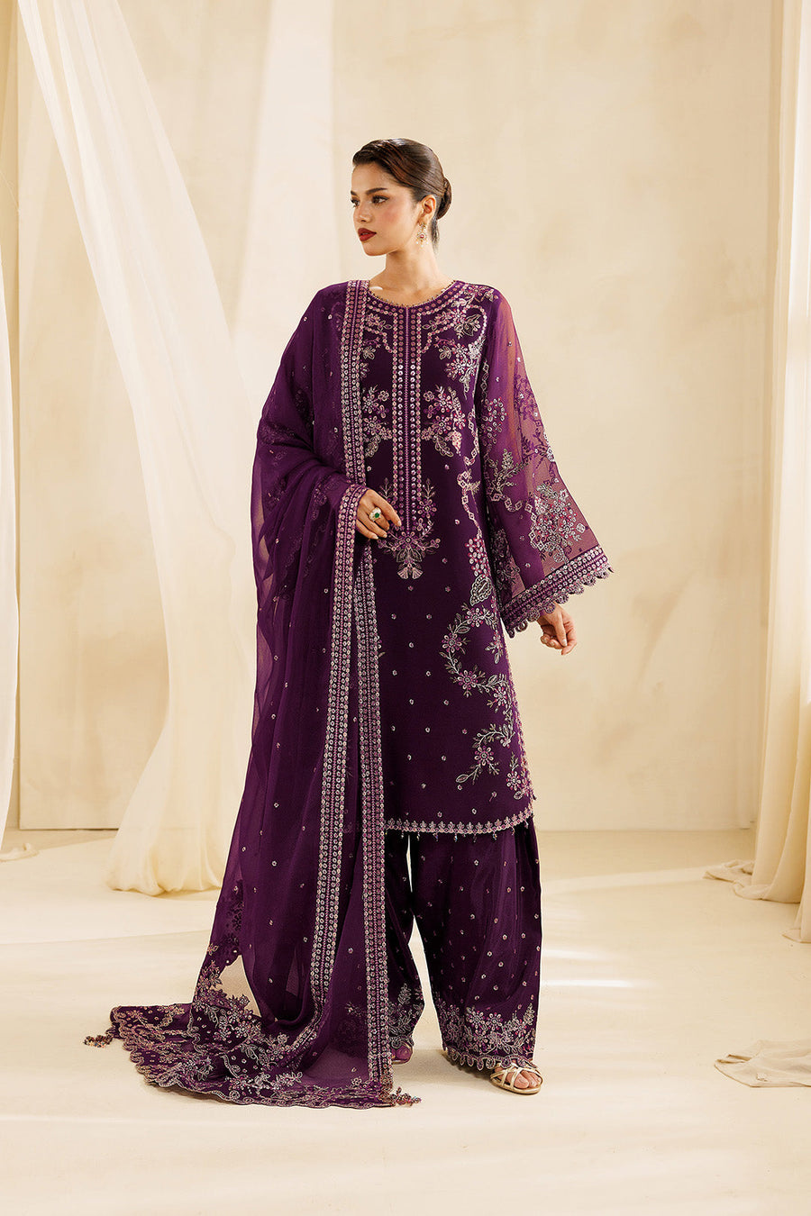 Alizeh Sireine Embroidered Chiffon Unstitched 3Pc Suit AF-CH-2299-Cascade