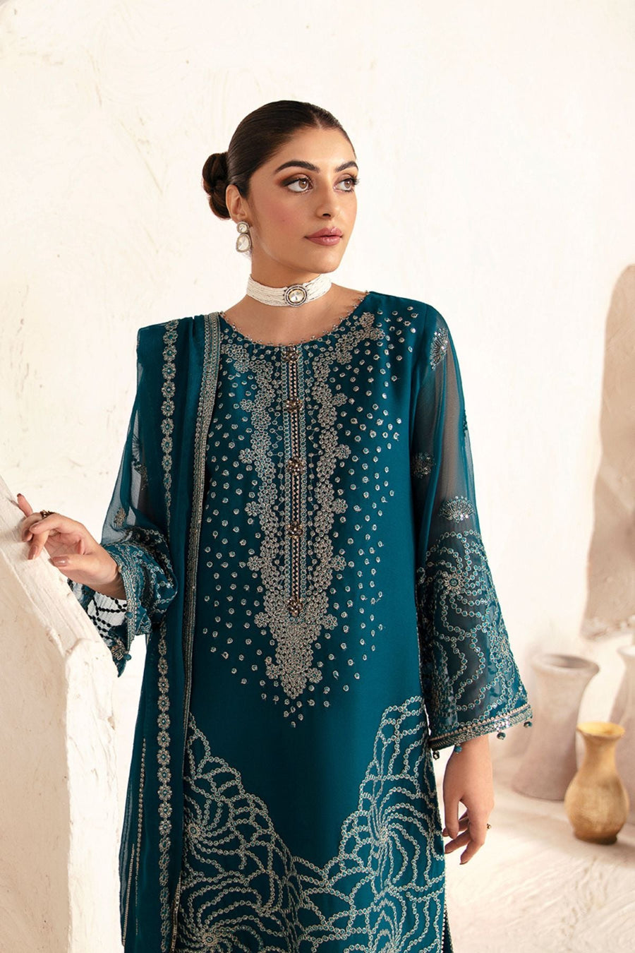 Alizeh Fashion Embroidered Chiffon Unstitched 3Pc Suit AF-UF-9026-MINAL