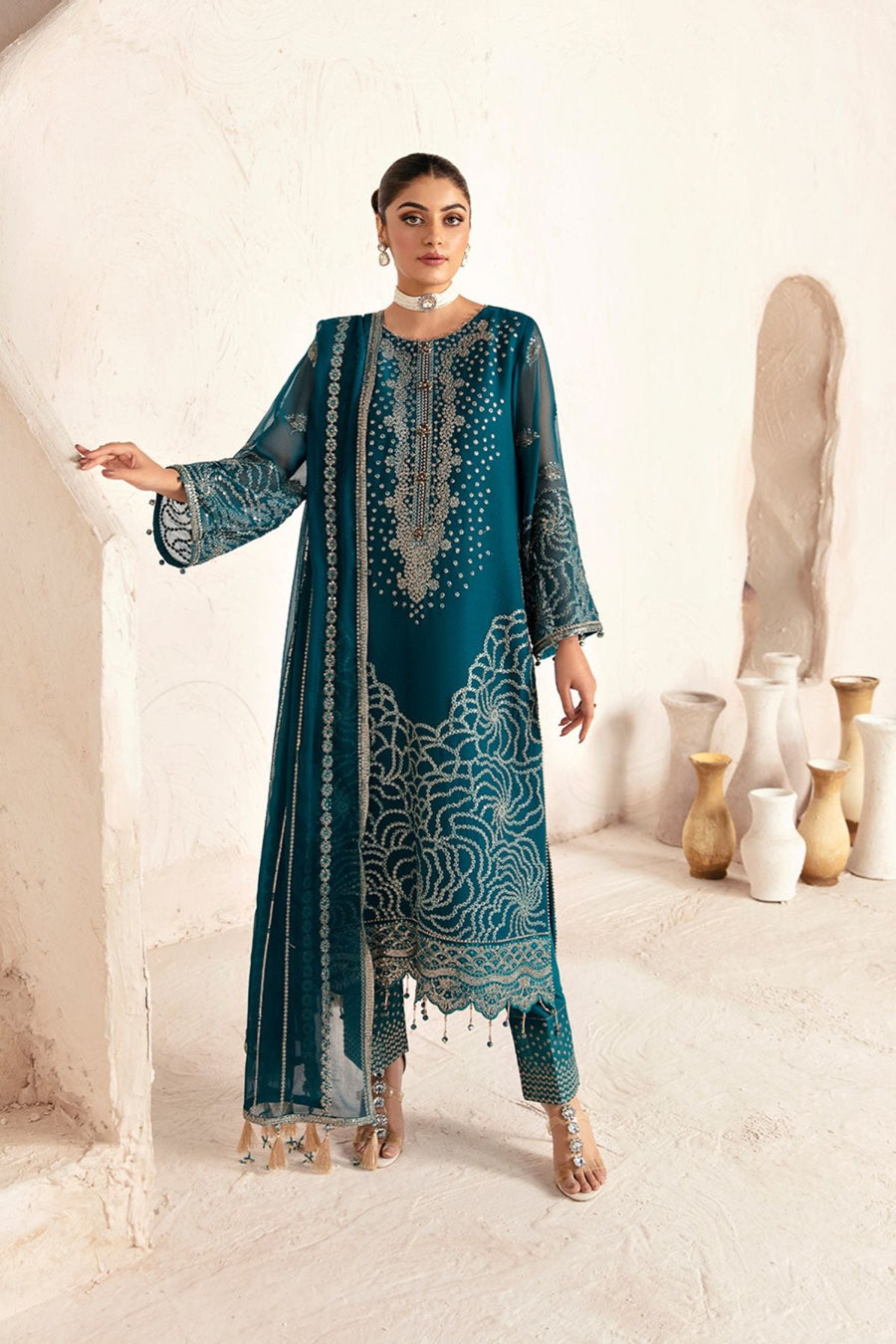 Alizeh Fashion Embroidered Chiffon Unstitched 3Pc Suit AF-UF-9026-MINAL