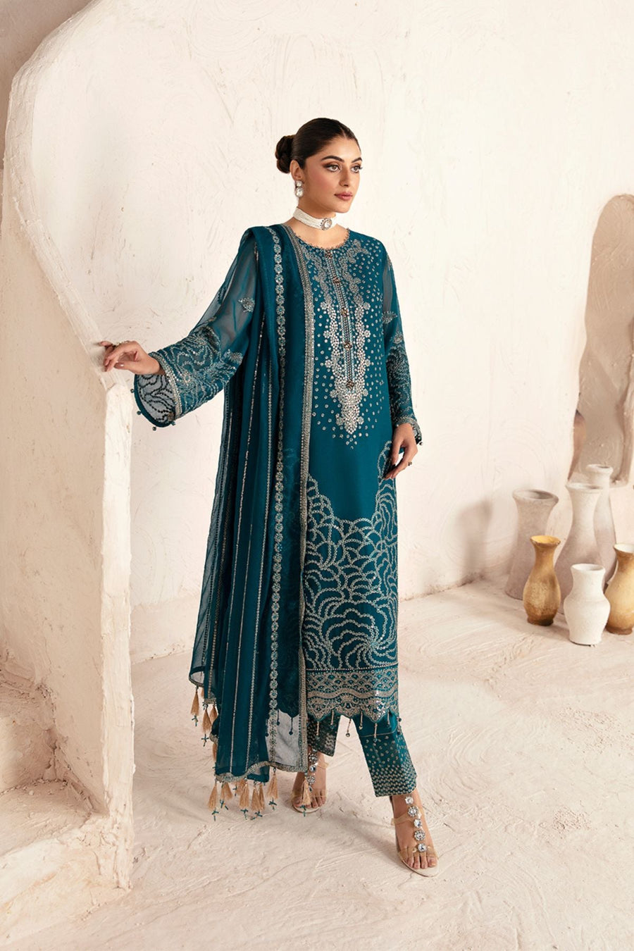 Alizeh Fashion Embroidered Chiffon Unstitched 3Pc Suit AF-UF-9026-MINAL