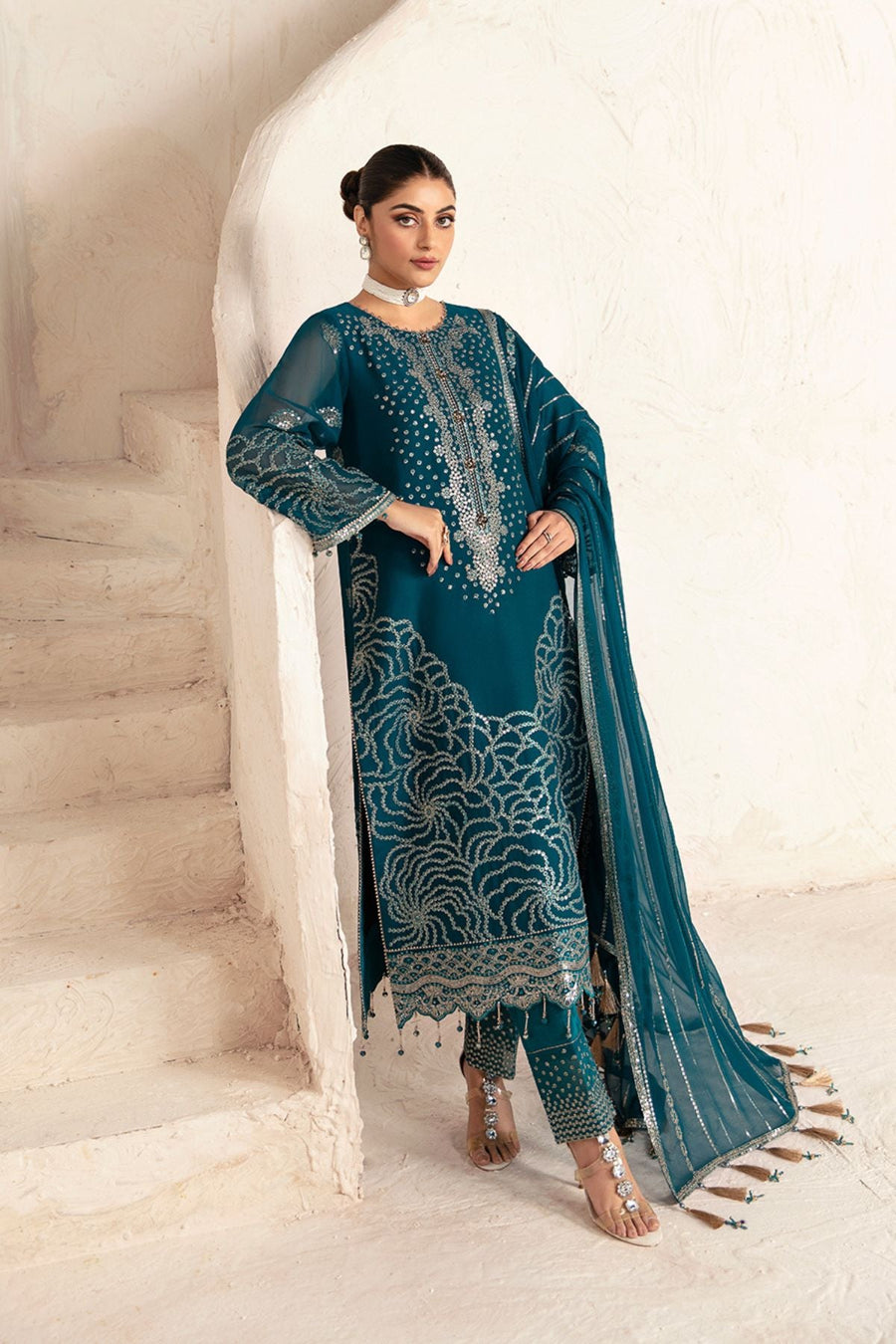 Alizeh Fashion Embroidered Chiffon Unstitched 3Pc Suit AF-UF-9026-MINAL
